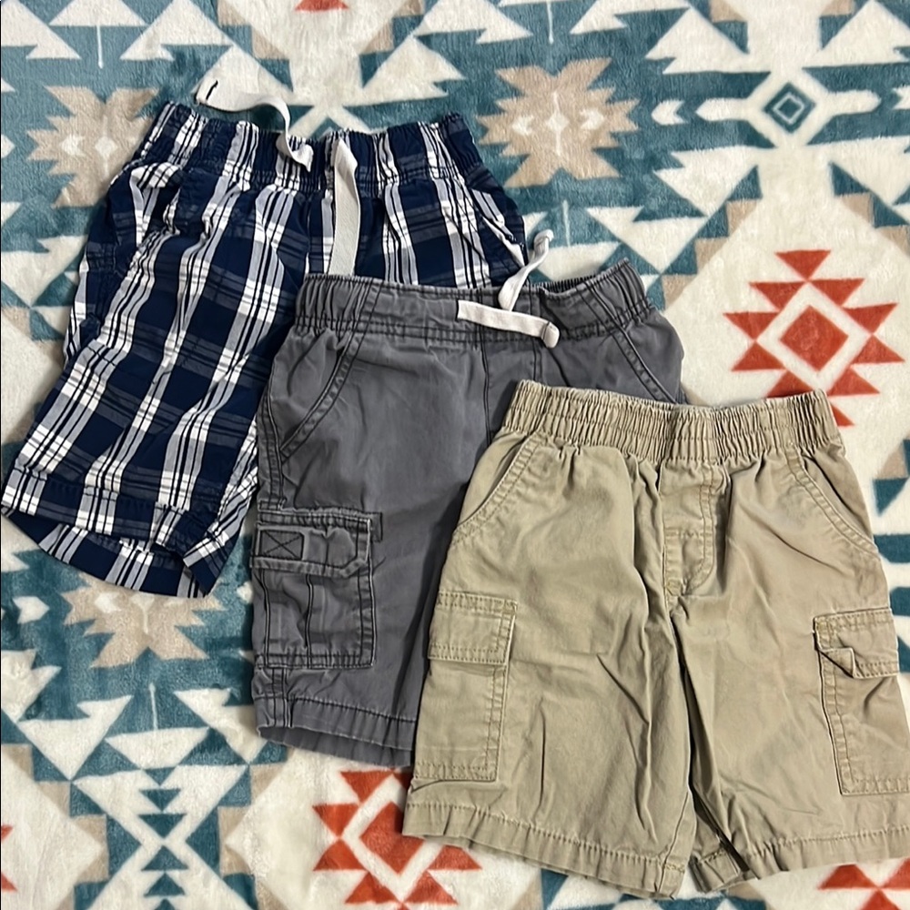 Kids Cargo Shorts Set - Navy, Gray, and Tan